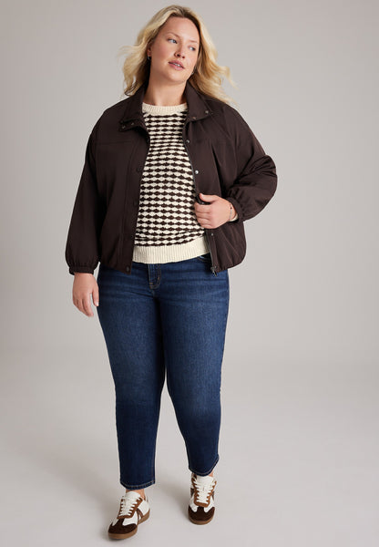 Plus Size Cinch Waist Windbreaker Jacket