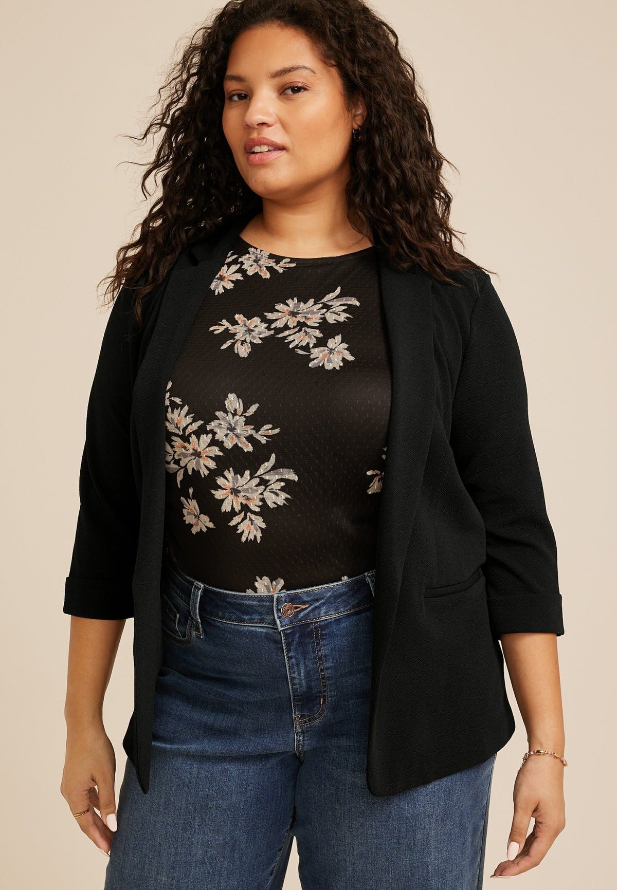 Plus Size Versa Open Front Blazer