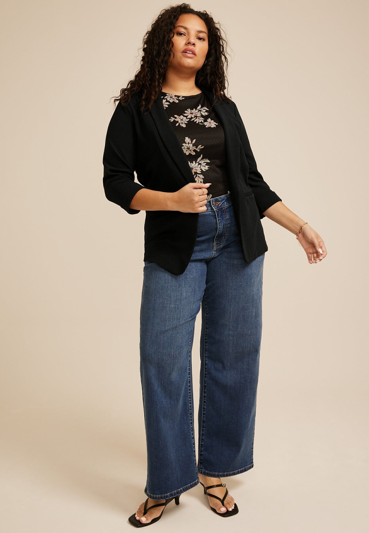 Plus Size Versa Open Front Blazer