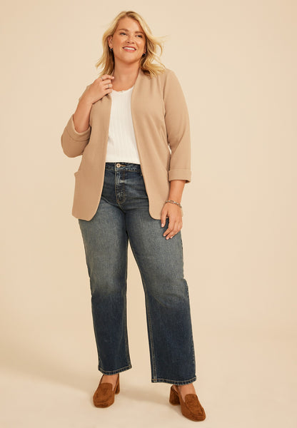 Plus Size Versa 3/4 Sleeve Textured Blazer