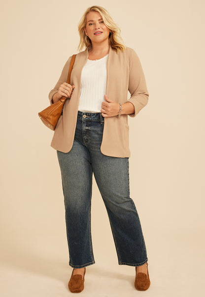 Plus Size Versa 3/4 Sleeve Textured Blazer