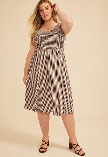 Plus Size Bare Scoop Neck Smocked Midi Dress