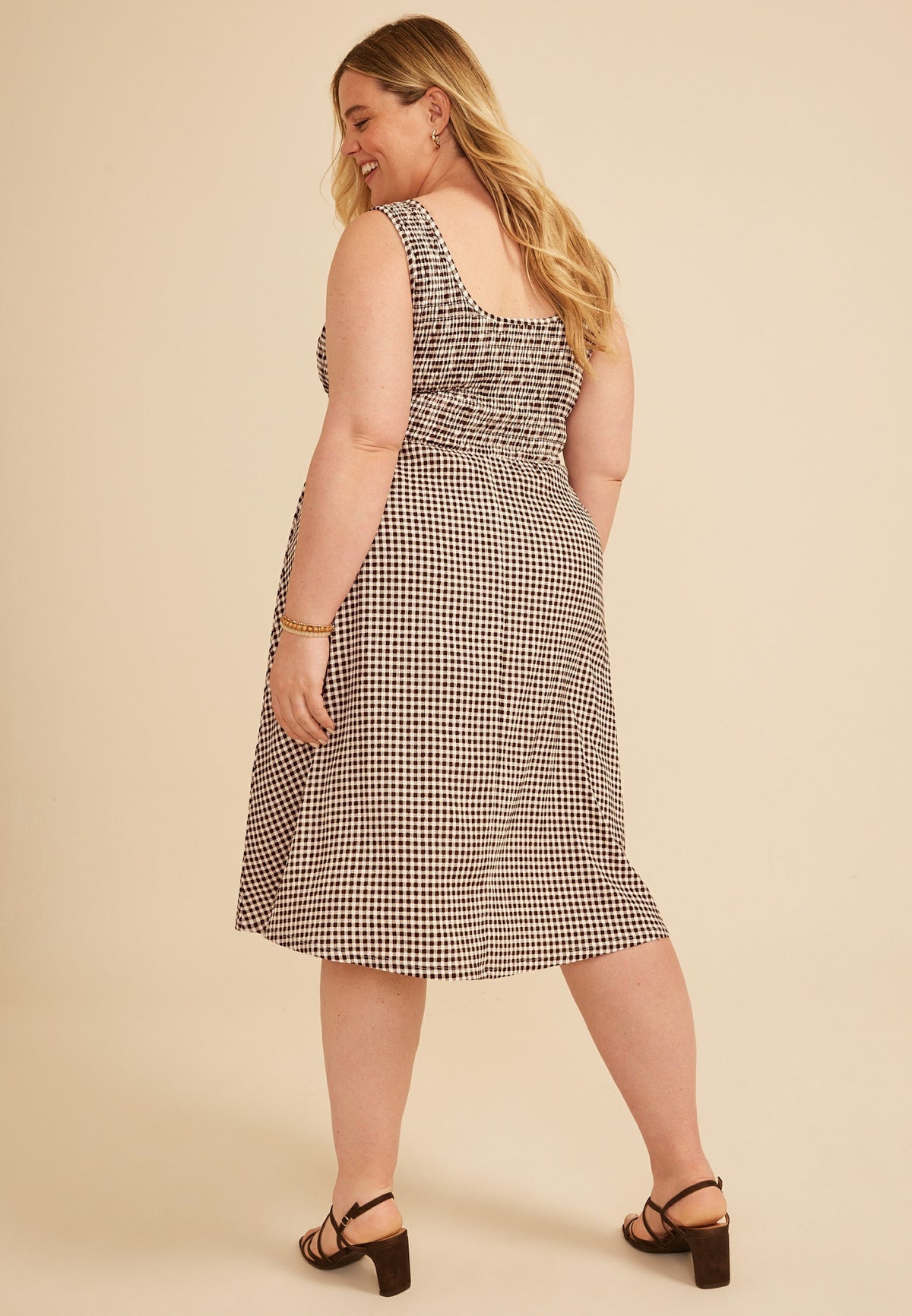 Plus Size Bare Scoop Neck Smocked Midi Dress
