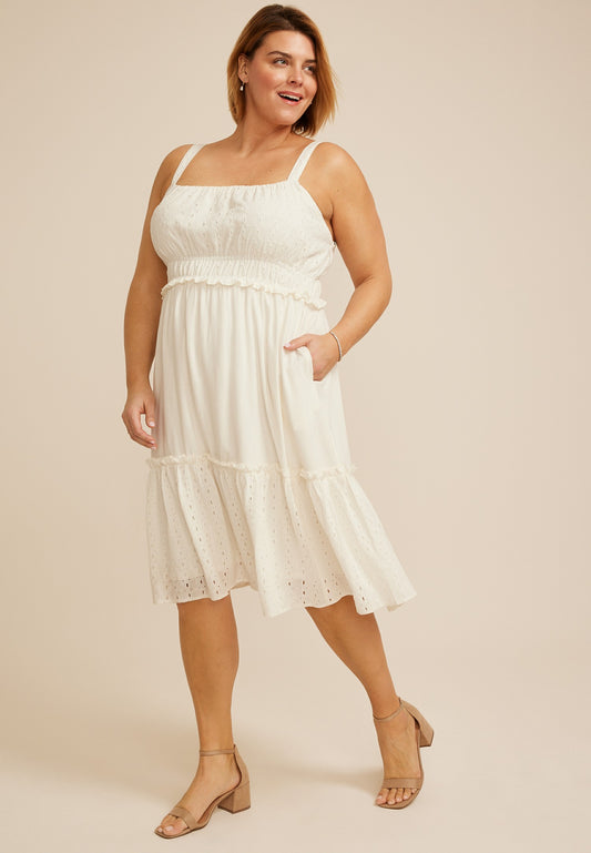 Plus Size Bare Eyelet Midi Dress