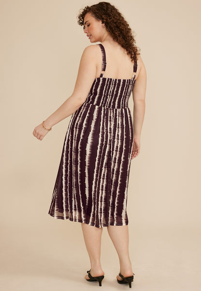 Plus Size Bare Ruched Sweetheart Printed Mesh Midi Dress