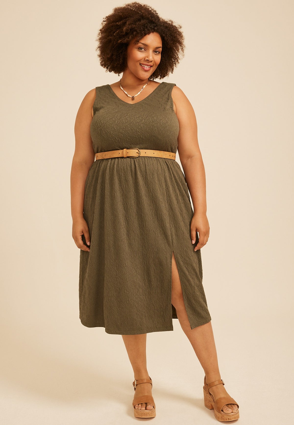 Plus Size Bare Textured Midi Dress