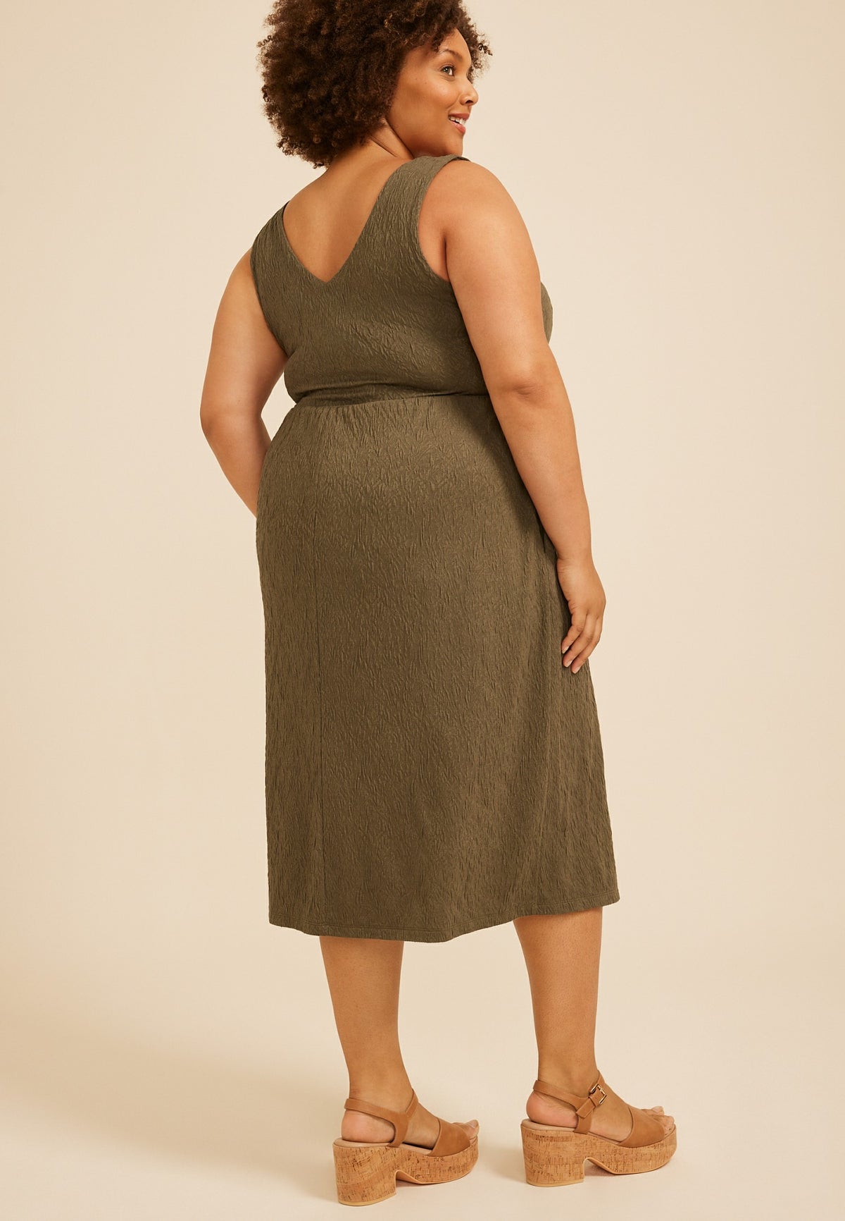 Plus Size Bare Textured Midi Dress