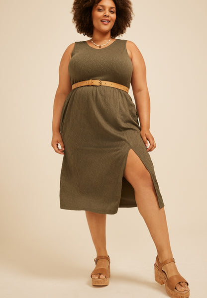 Plus Size Bare Textured Midi Dress