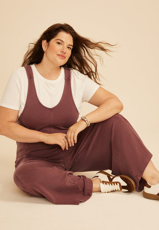 Plus Size Bare Washed Terry Jumpsuit