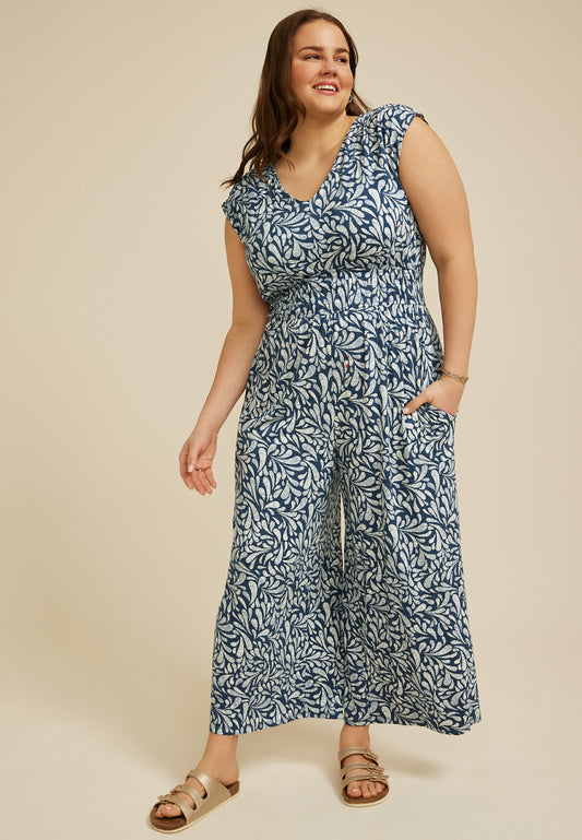 Plus Size 24/7 Cap Sleeve Empire Waist Jumpsuit