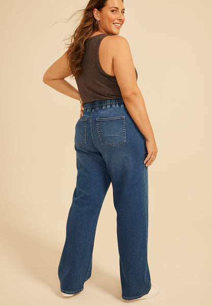 Plus Size m jeans by maurices™ High Rise Dark Knit Pull On Wide Leg Jean
