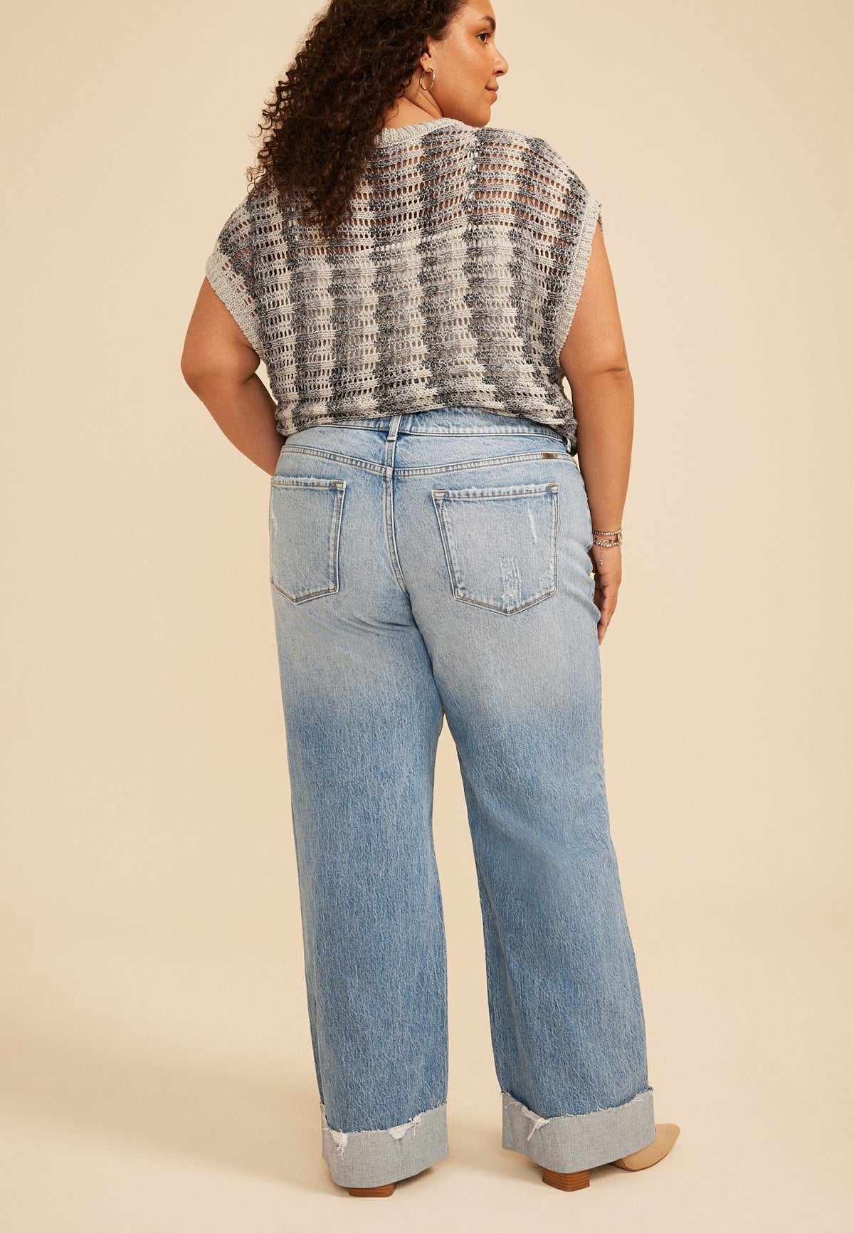 Plus Size KanCan™ Mid Rise Raw Cuffed Hem Wide Leg Jean