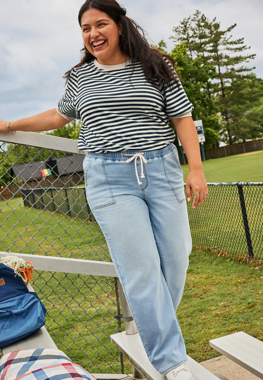 Plus Size m jeans by maurices™ High Rise Knit Pull On Wide Leg Jean