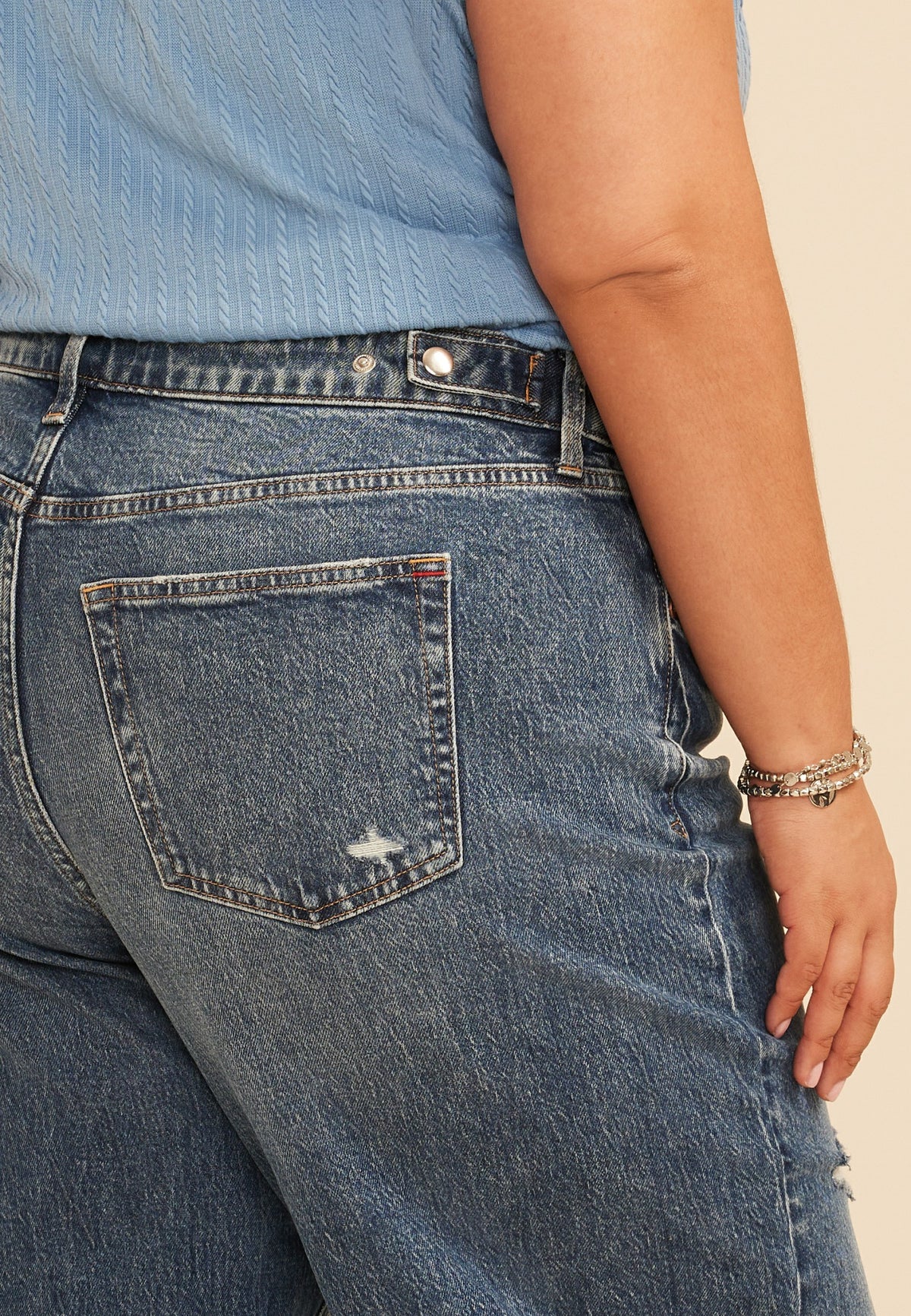 Plus Size edgely™ High Rise Open Ripped Adjustable Waist Wide Leg Jean