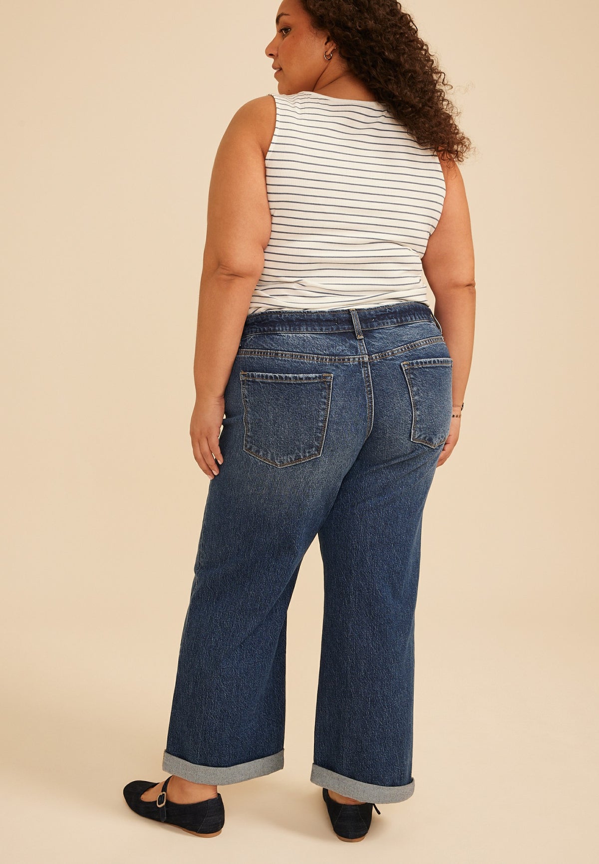 Plus Size KanCan™ Mid Rise Mini Roll Hem Wide Leg Jean