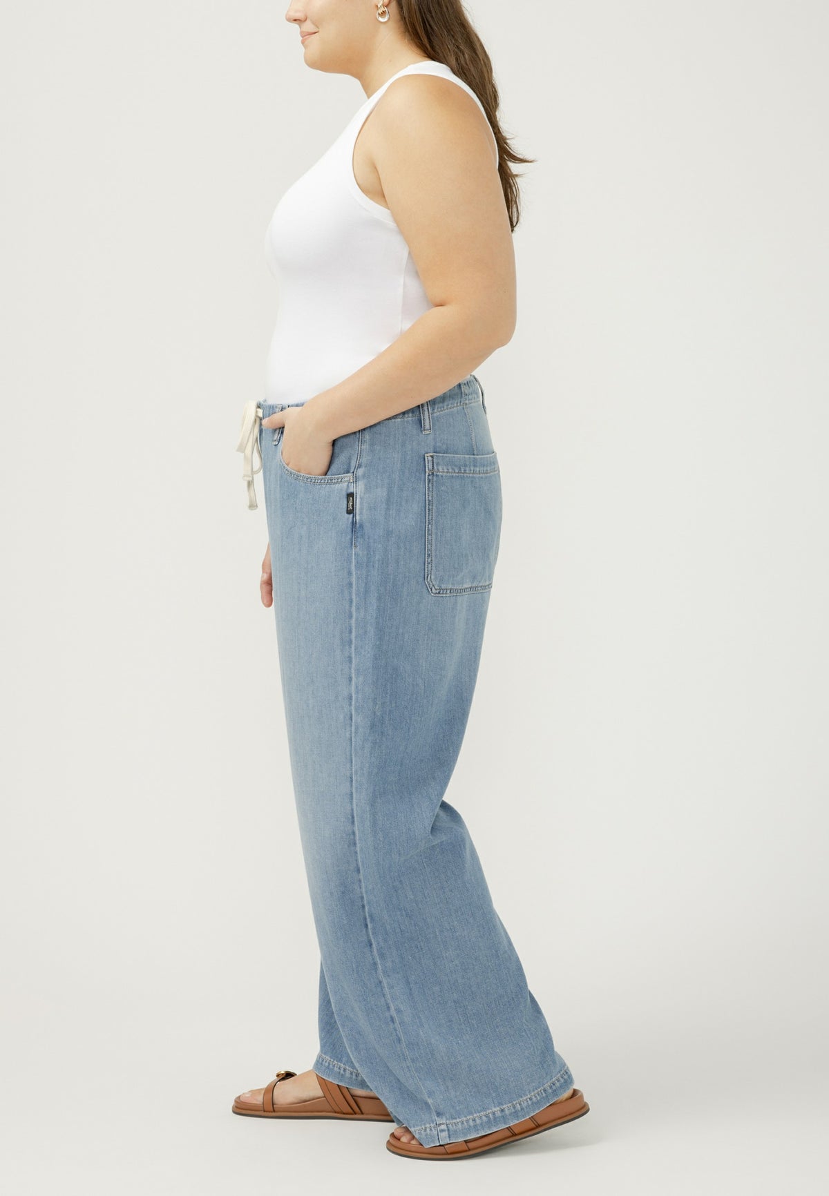 Plus Size Silver Jeans Co.® Mid Rise Soft Wide Leg Beach Pant
