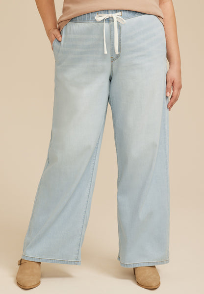 Plus Size m jeans by maurices™ Light Soft High Rise Wide Leg Jean