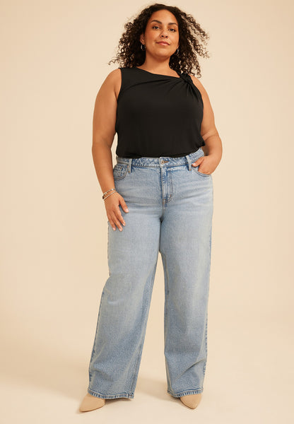 Plus Size edgely™ Adjustable Waist High Rise Wide Leg Jean