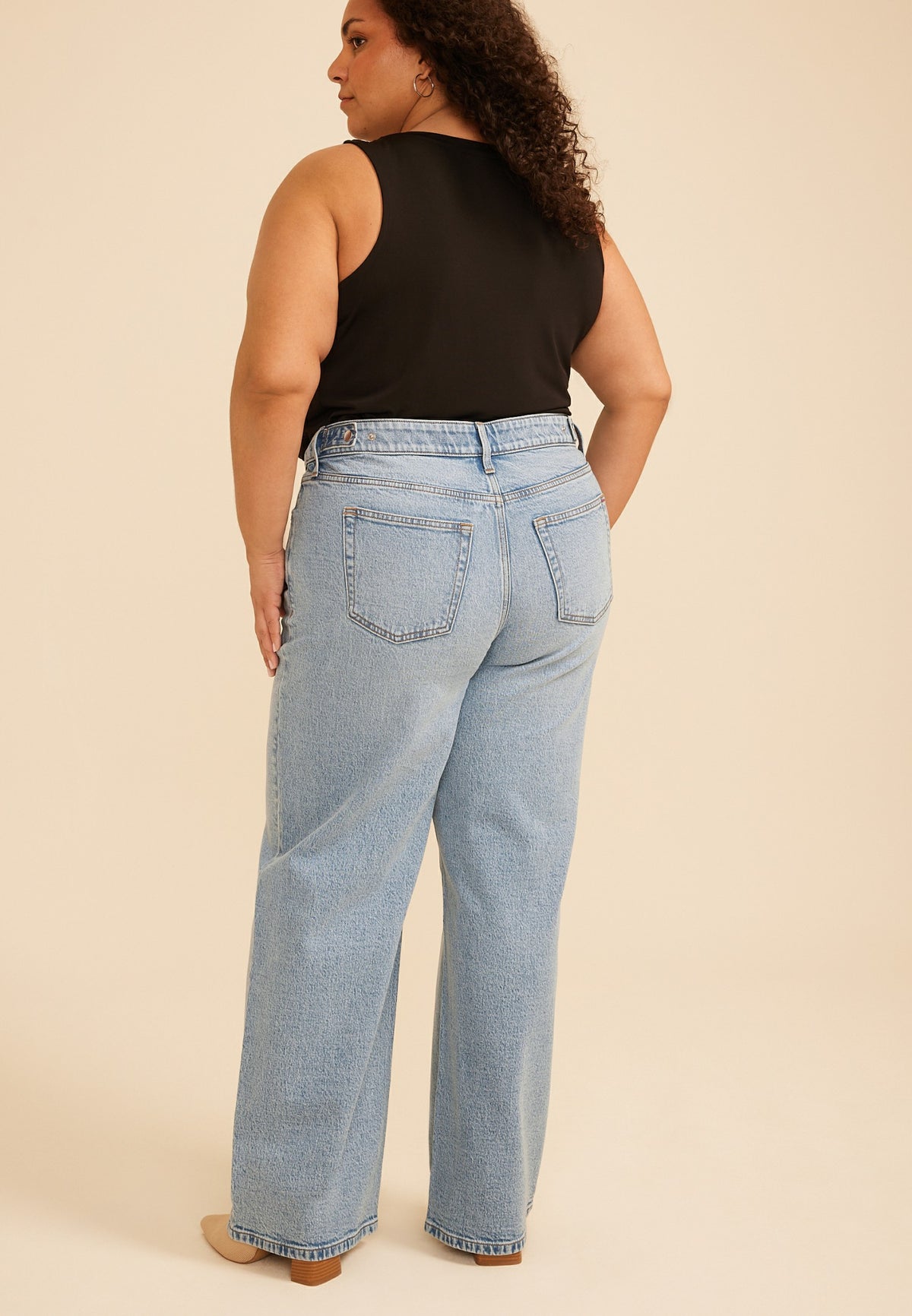 Plus Size edgely™ Adjustable Waist High Rise Wide Leg Jean