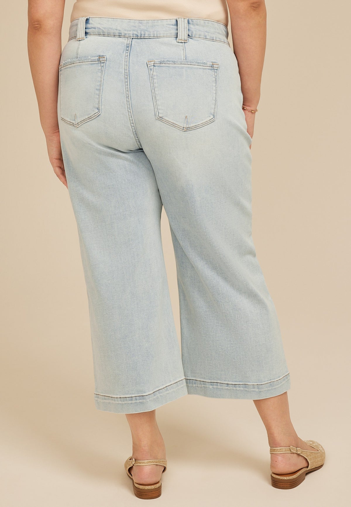 Plus Size KanCan™ High Rise Patch Pocket Wide Leg Cropped Jean