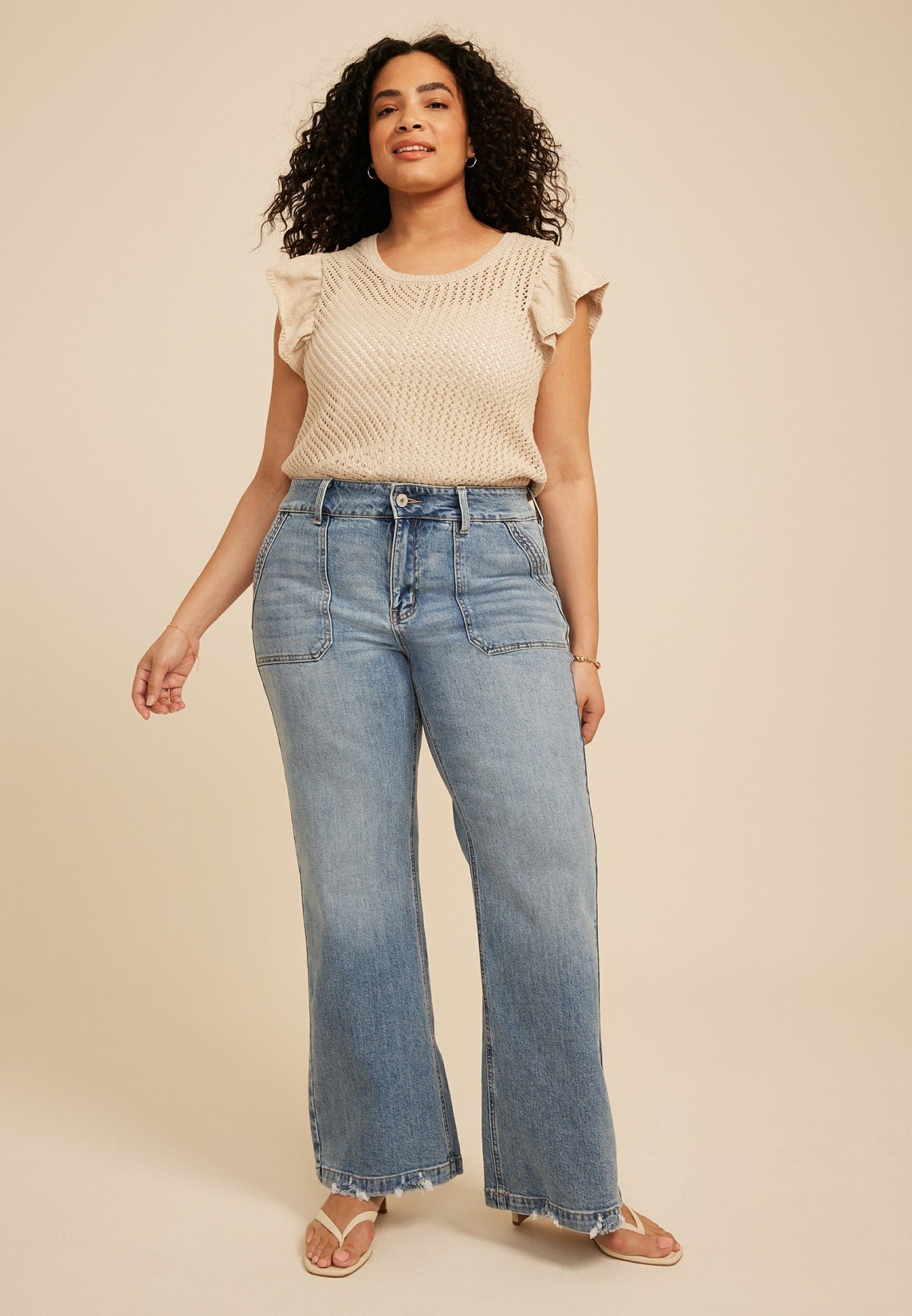 Plus Size KanCan™ High Rise Porkchop Pocket Wide Leg Jean