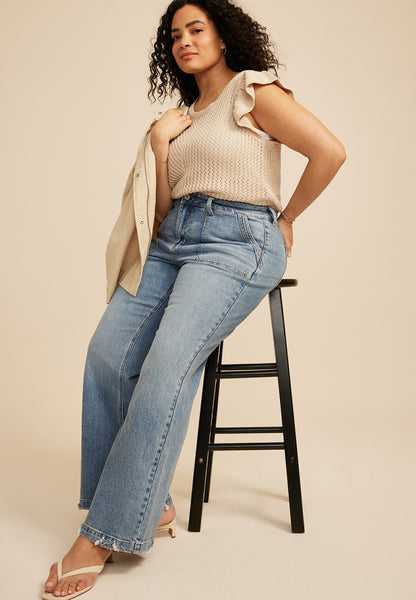 Plus Size KanCan™ High Rise Porkchop Pocket Wide Leg Jean