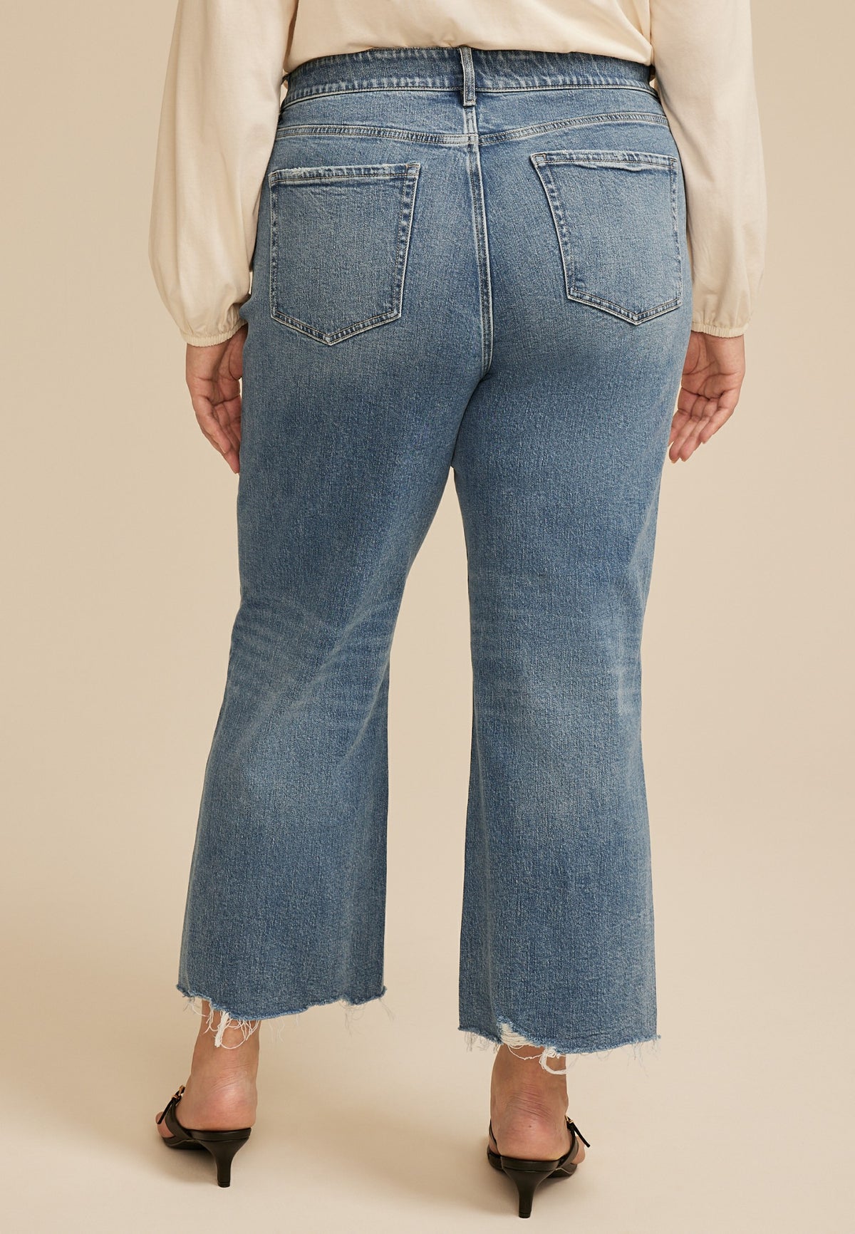 Plus Size Flying Monkey™ High Rise Fray Hem Wide Leg Jean