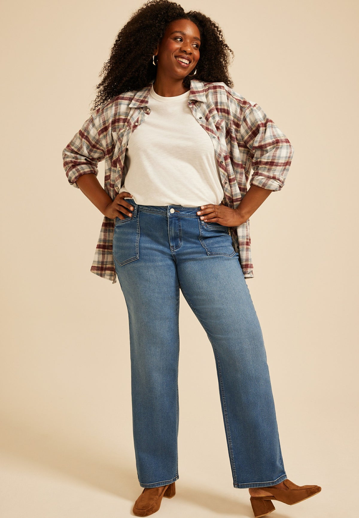 Plus Size m jeans by maurices™ Mid Rise Knit Relaxed Straight Jean