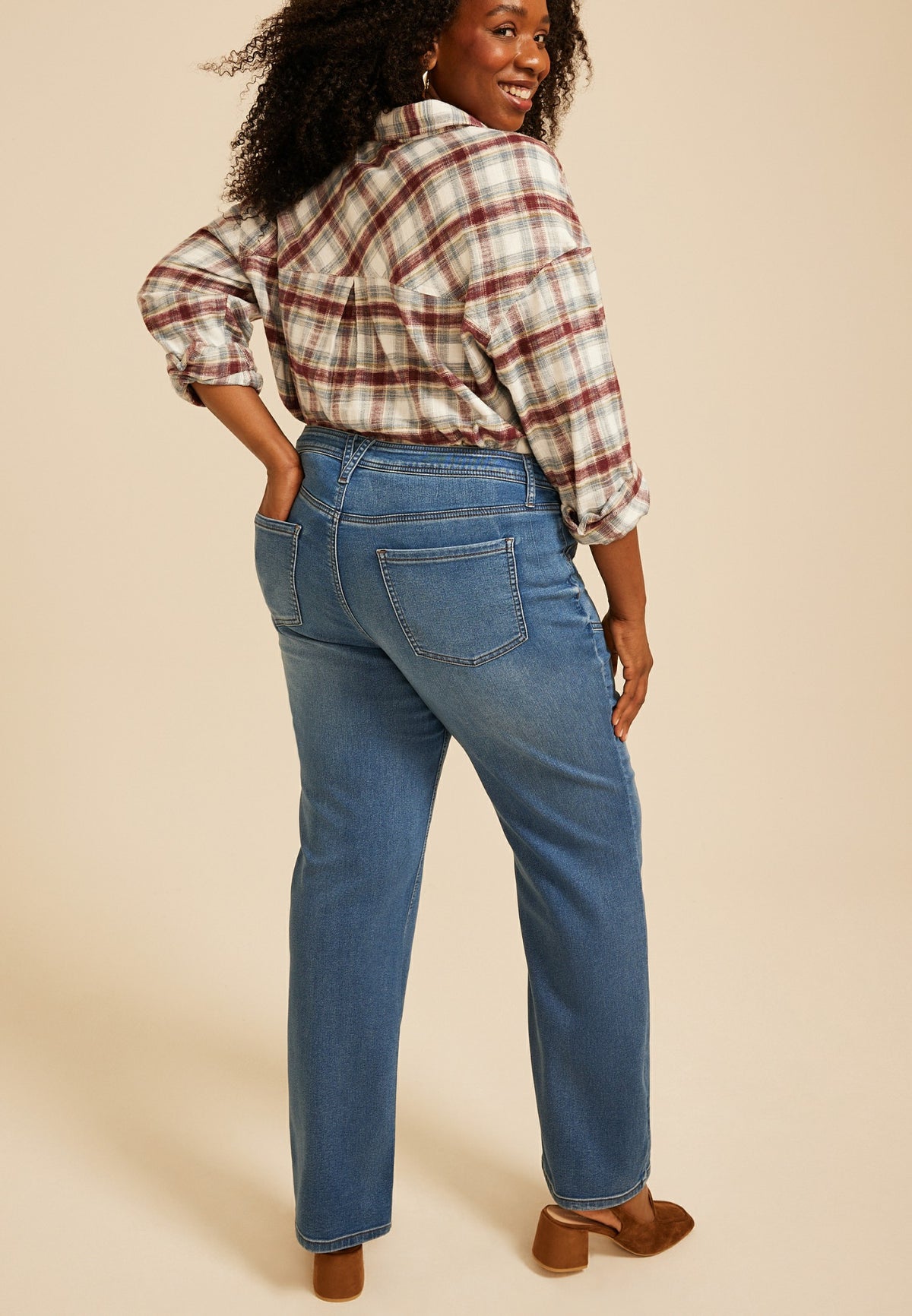 Plus Size m jeans by maurices™ Mid Rise Knit Relaxed Straight Jean