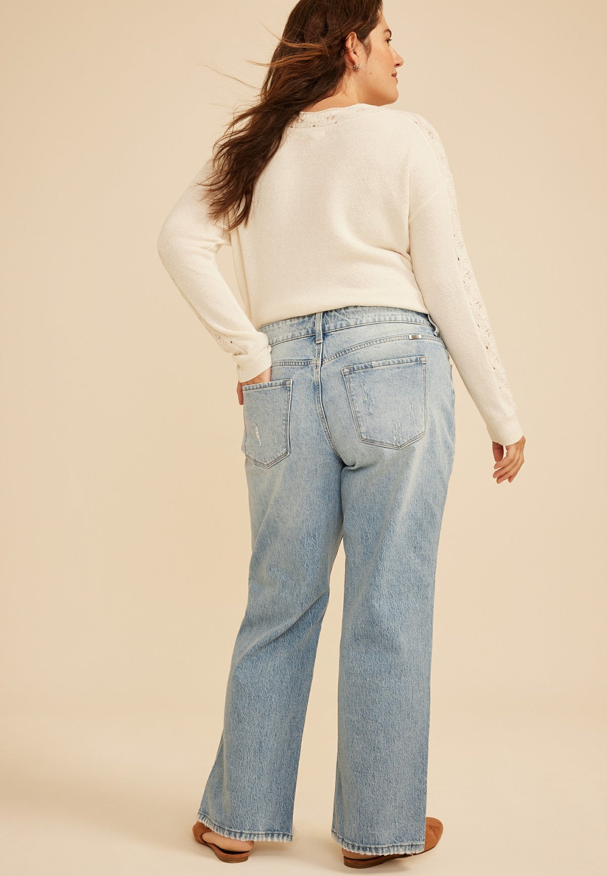 Plus Size KanCan™ High Rise Ripped Hem Relaxed Straight Jeans