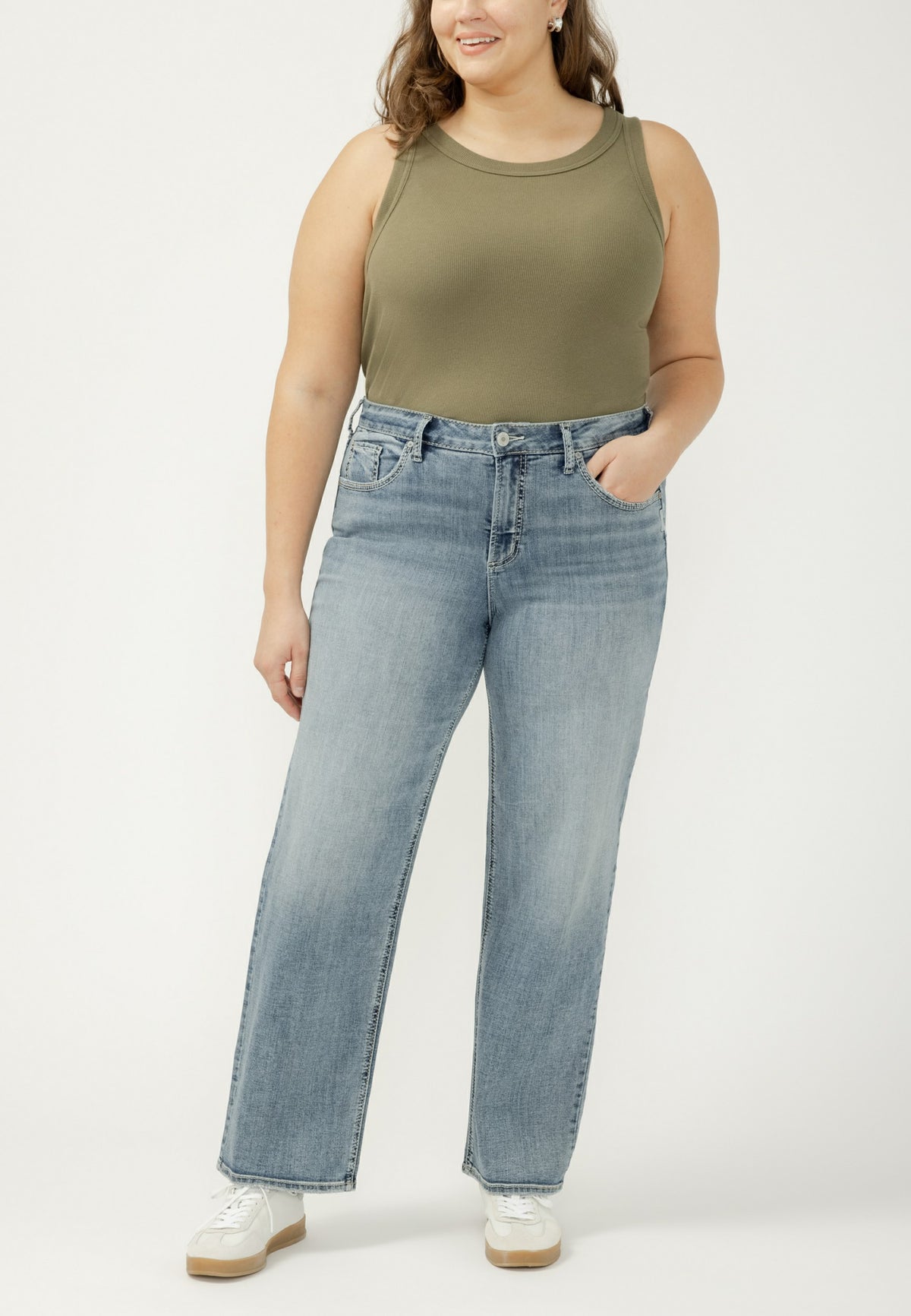 Plus Size Silver Jeans Co.® Avery Curvy High Rise Luxe Stretch Relaxed Straight Jean