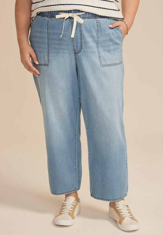 Plus Size m jeans by maurices™ Soft High Rise Straight Cropped Jean