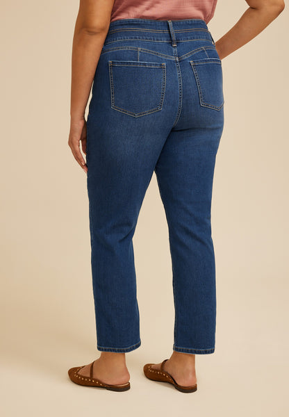 Plus Size Everflex™ High Rise Stacked Waist Slim Straight Ankle Jean