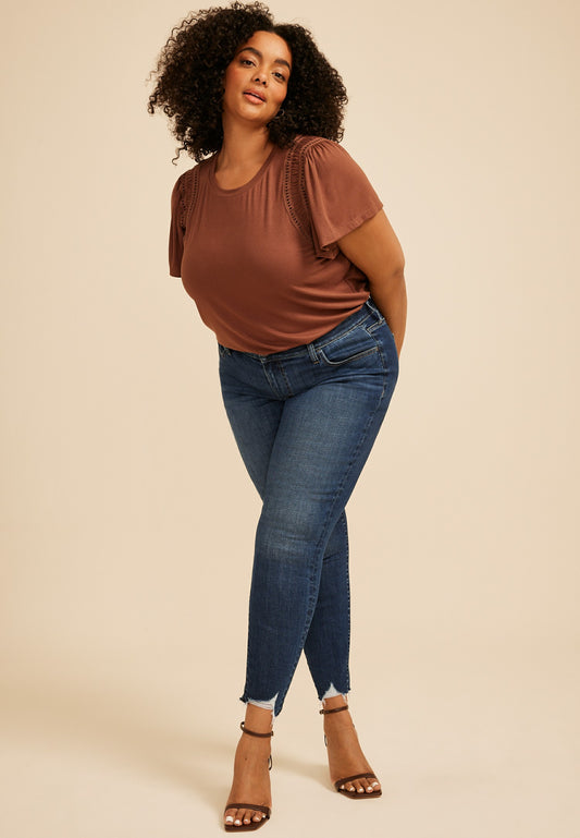 Plus Size m jeans by maurices™ Cool Comfort High Rise Ripped Hem Ankle Jegging