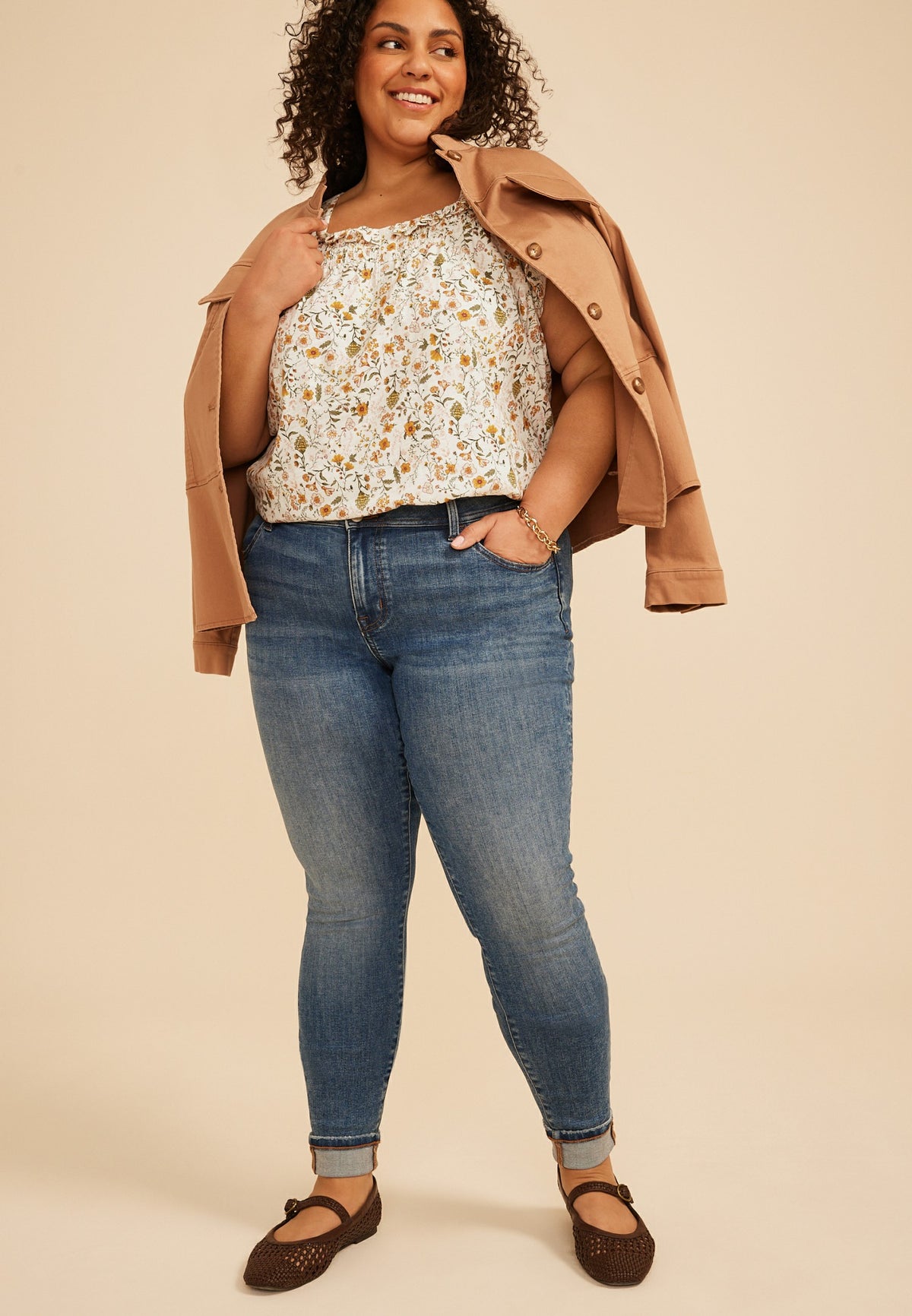 Plus Size m jeans by maurices™ Cool Comfort Mid Rise Double Button Cuff Hem Jegging