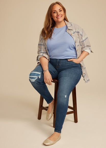 Plus Size m jeans by maurices™ Cool Comfort High Rise Plaid Backed Jegging