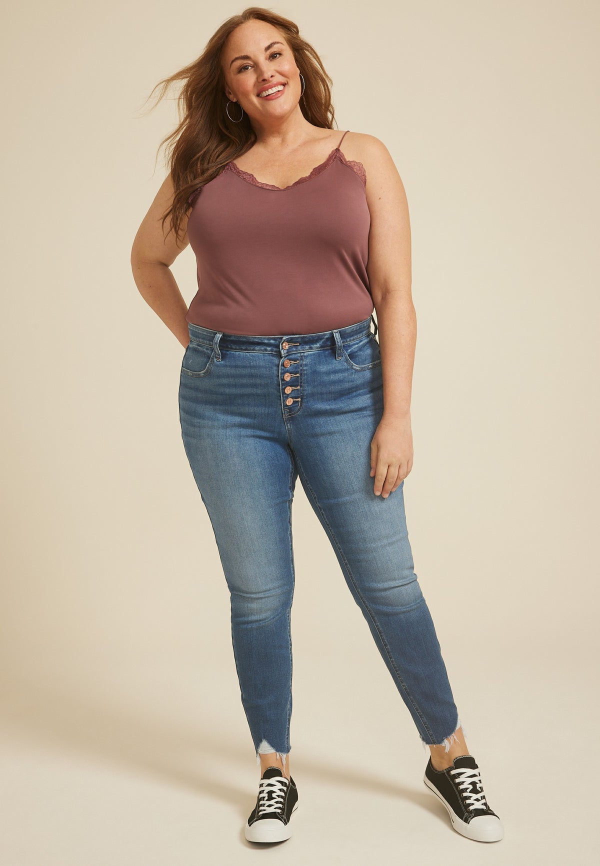 Plus Size m jeans by maurices™ High Rise Button Fly Ankle Jegging