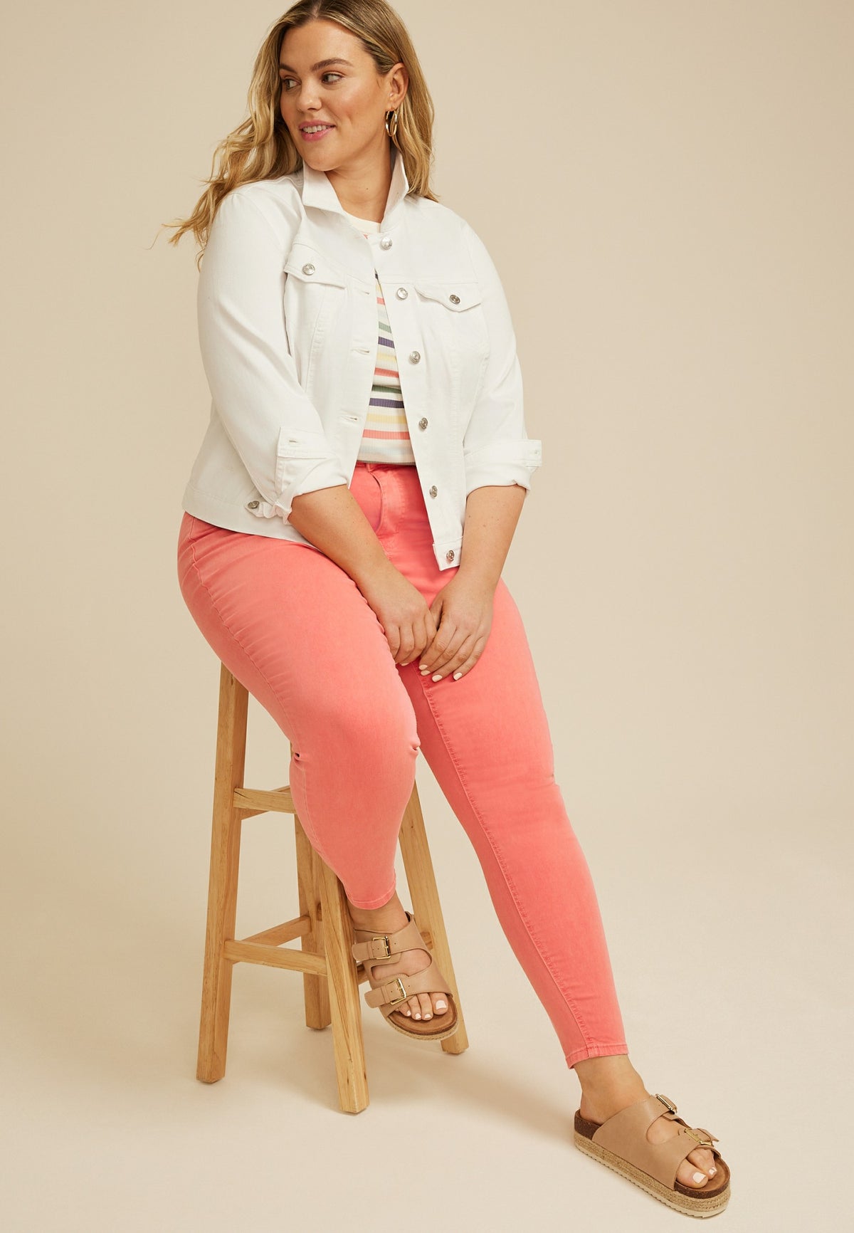 Plus Size m jeans by maurices™ High Rise Rose of Sharon Color Jegging
