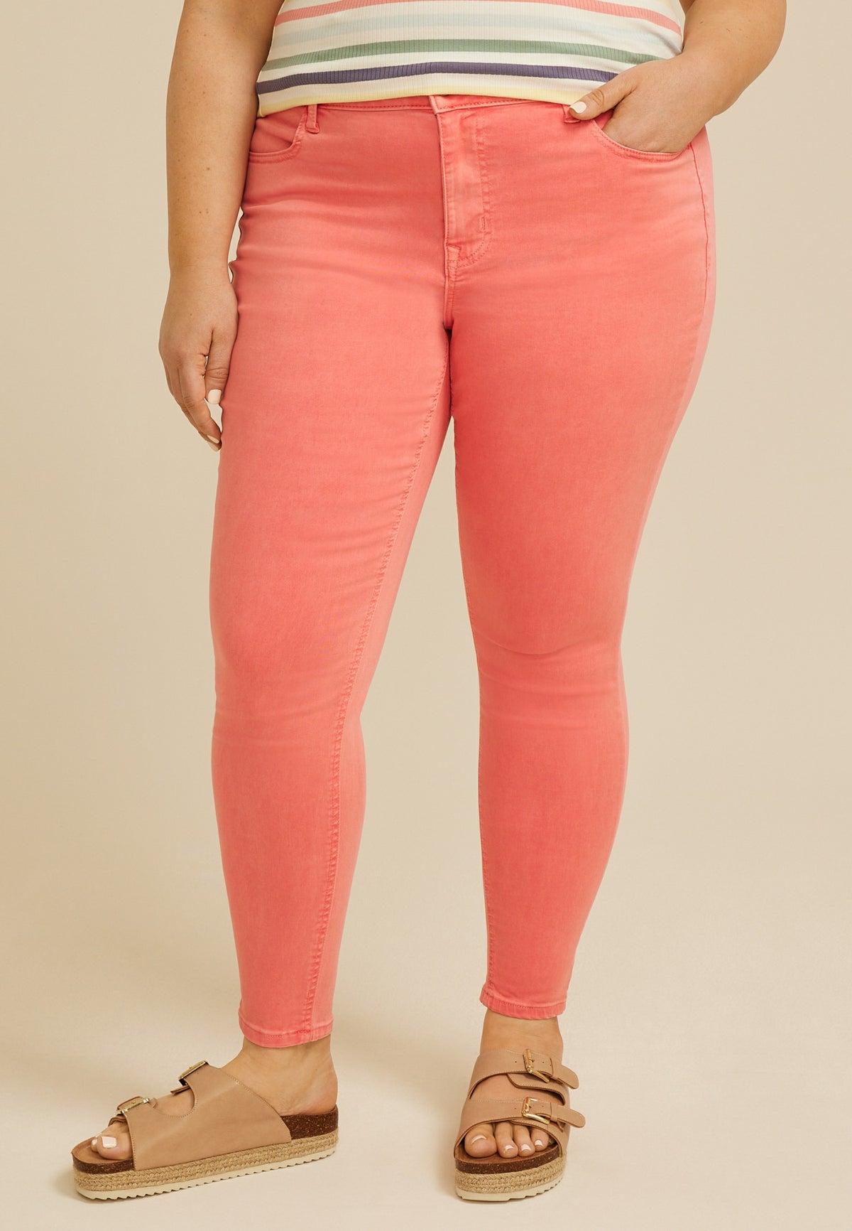 Plus Size m jeans by maurices™ High Rise Rose of Sharon Color Jegging
