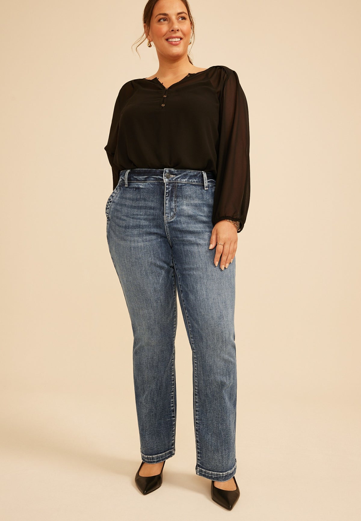 Plus Size KanCan™ Mid Rise Trouser Pocket Bootcut Jean