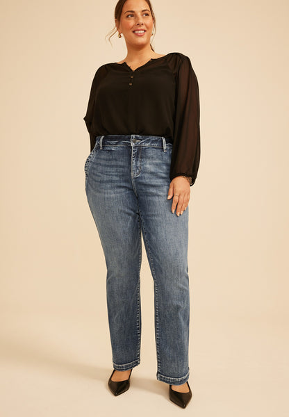 Plus Size KanCan™ Mid Rise Trouser Pocket Bootcut Jean