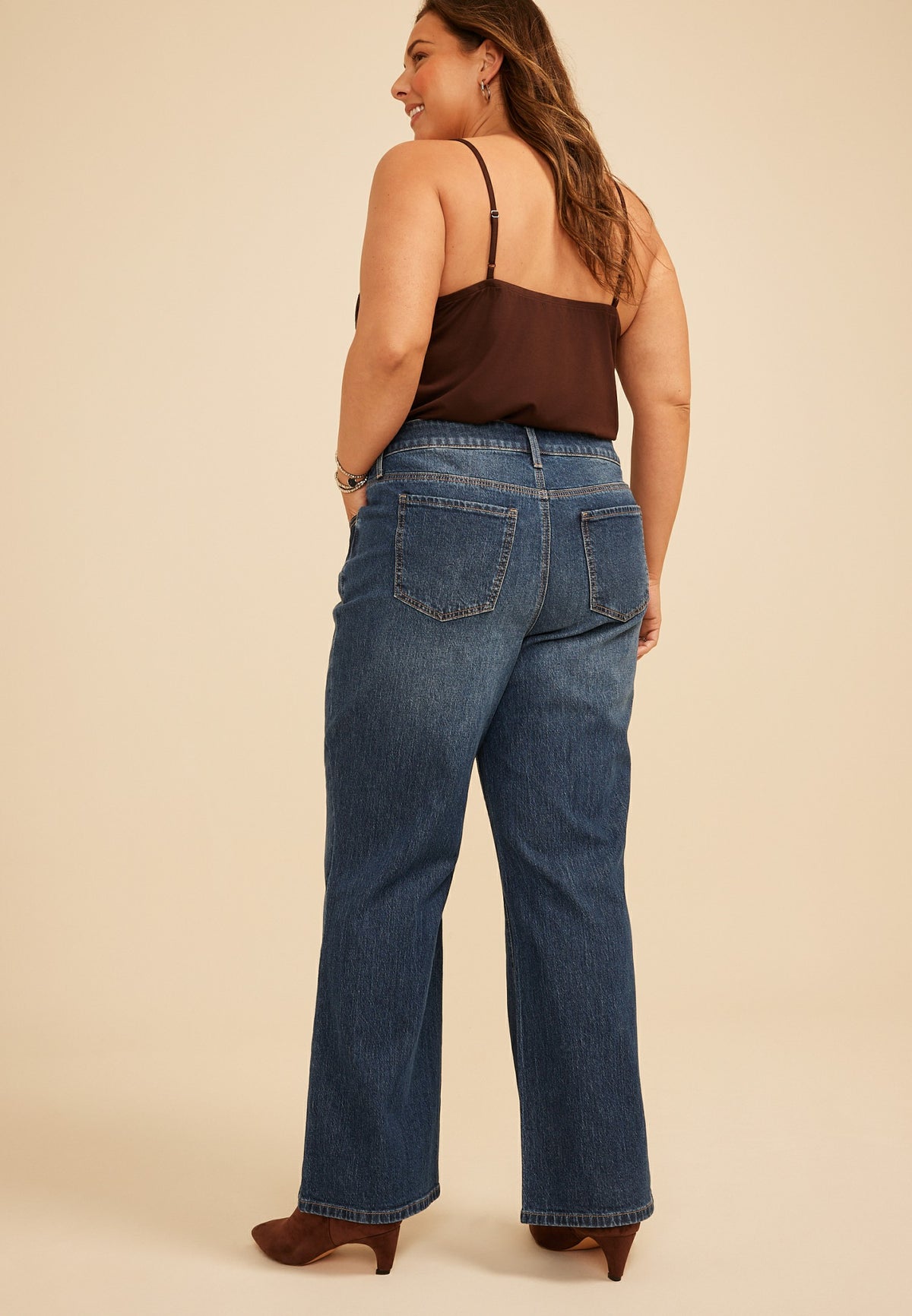 Plus Size Mid Rise Baggy Bootcut Jean