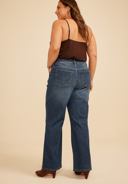 Plus Size Mid Rise Baggy Bootcut Jean