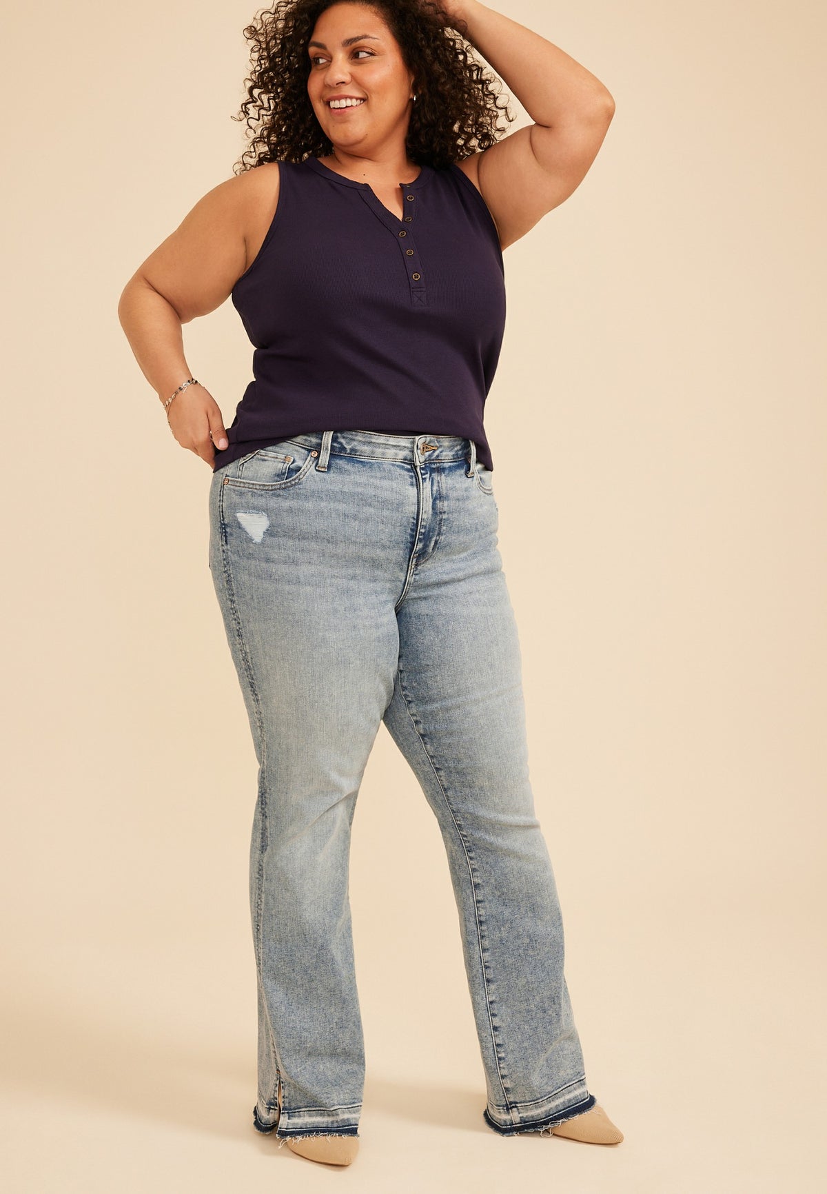 Plus Size edgely™ High Rise Released Hem Bootcut Jean