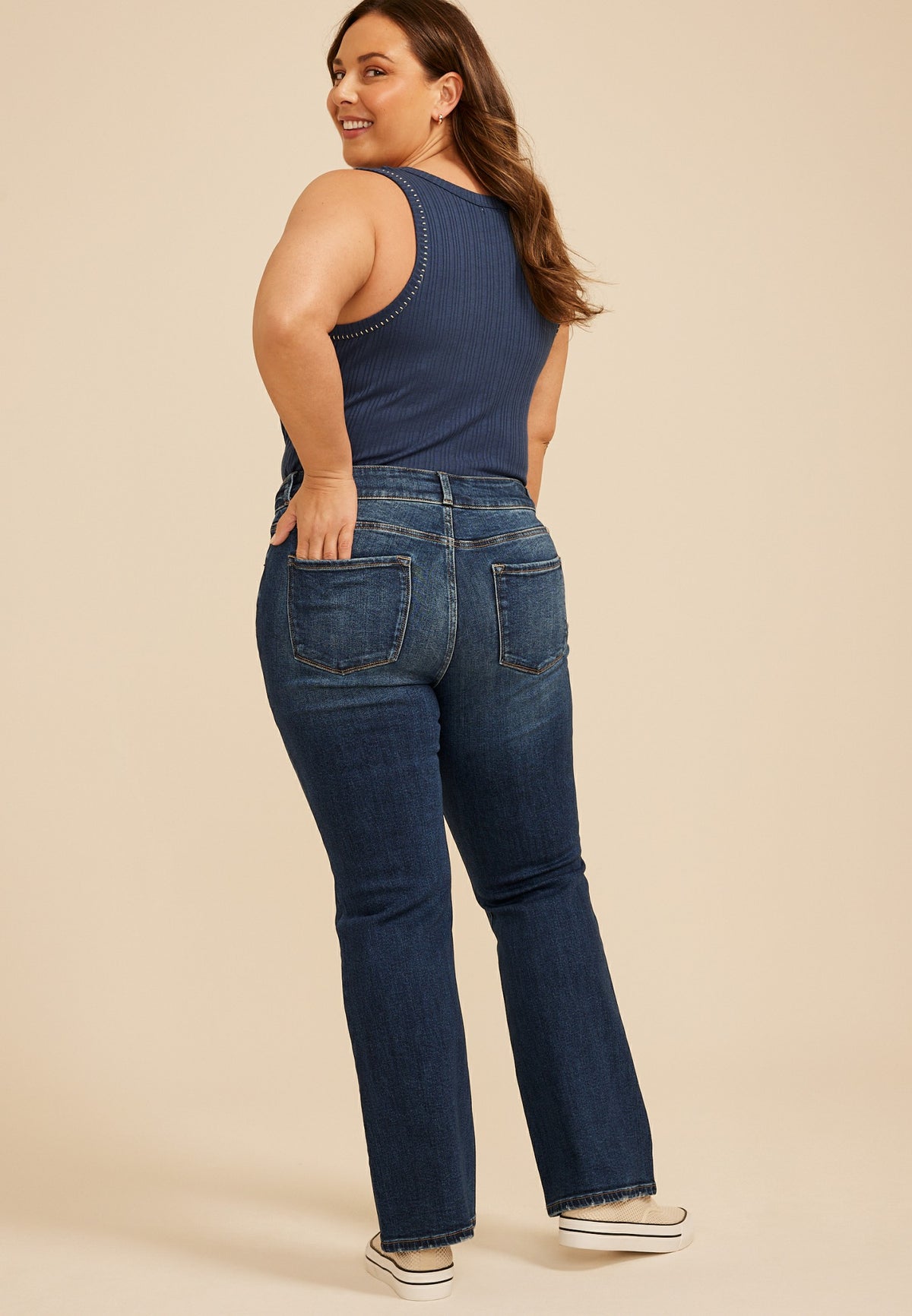 Plus Size KanCan™ High Rise Double Button Pieced Waist Bootcut Jeans