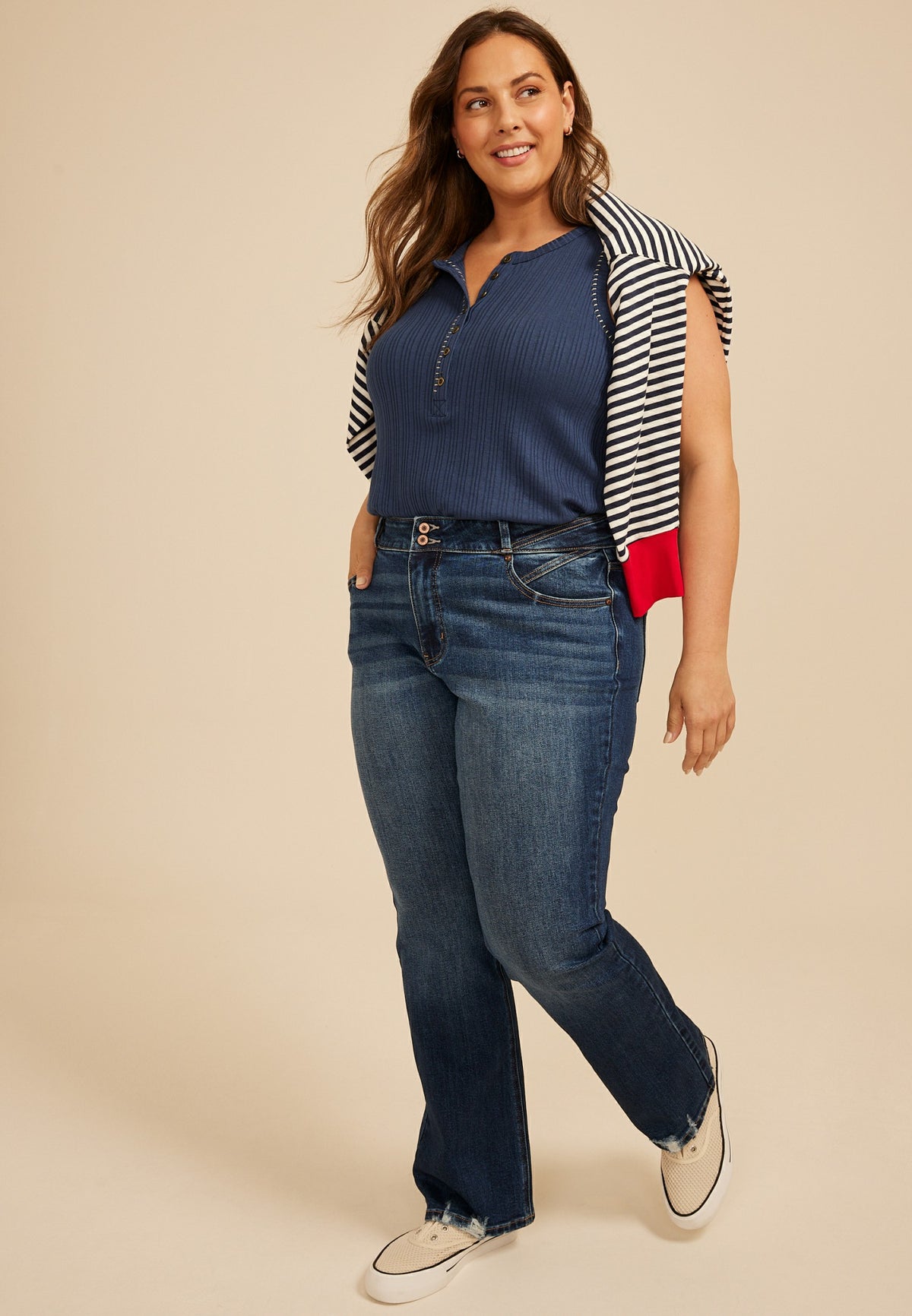Plus Size KanCan™ High Rise Double Button Pieced Waist Bootcut Jeans