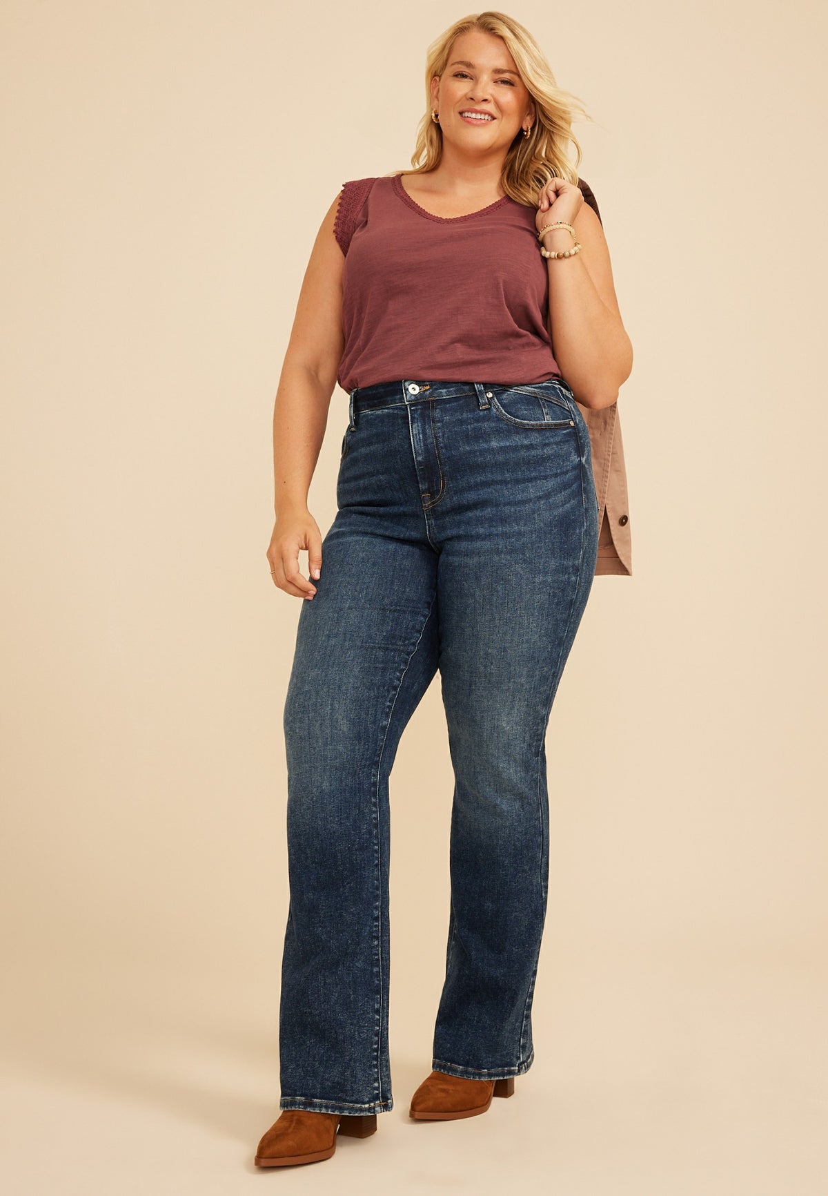Plus Size edgely™ Super High Rise Marble Wash Slim Boot Jean