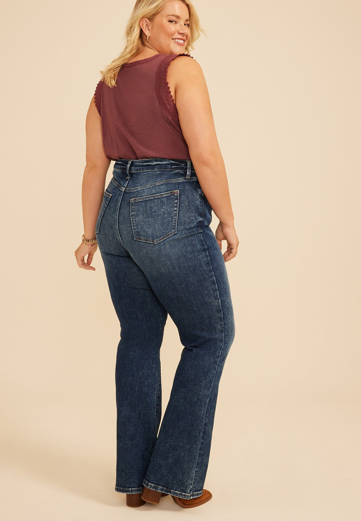 Plus Size edgely™ Super High Rise Marble Wash Slim Boot Jean