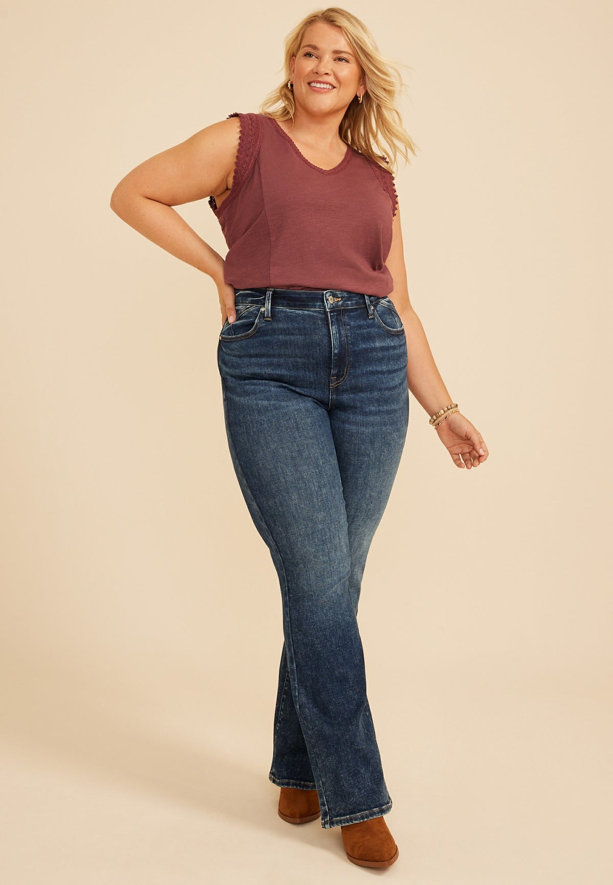 Plus Size edgely™ Super High Rise Marble Wash Slim Boot Jean