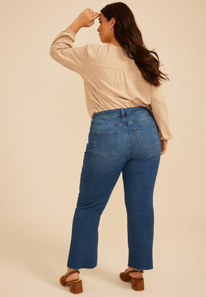 Plus Size m jeans by maurices™ High Rise Patch Pocket Crop Kick Flare Jean